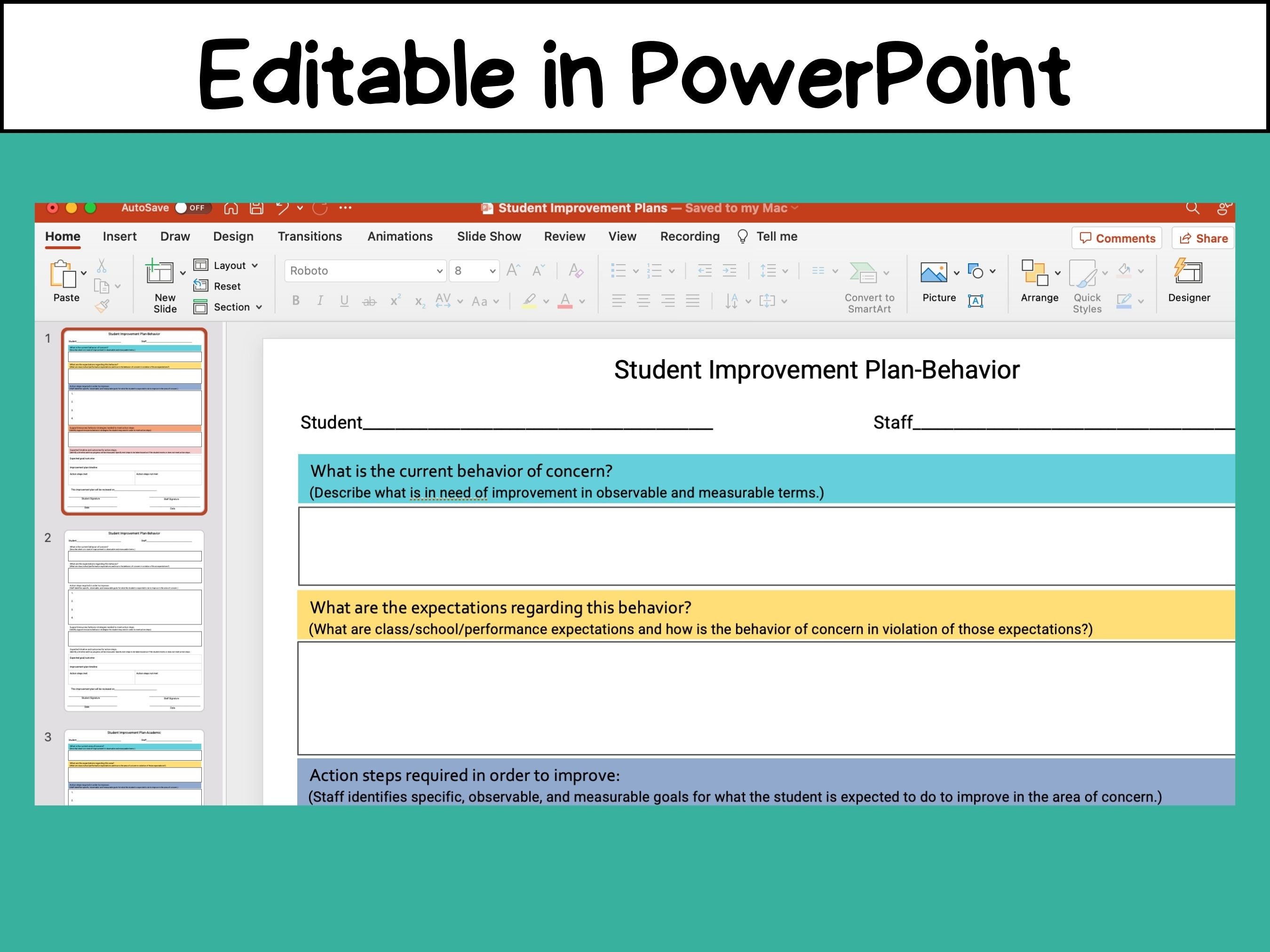 Editable Student Behavior Plan Template (digital Download) - Etsy