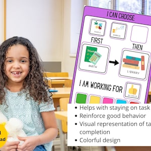 First Then Board, Autism Visual Schedule With Token Board With Reward ...