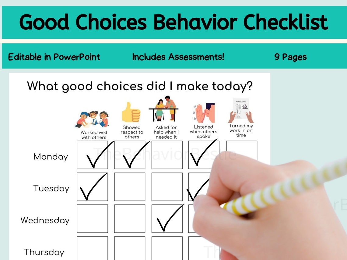 Good behavior chart good choices chart positive behavior etsy