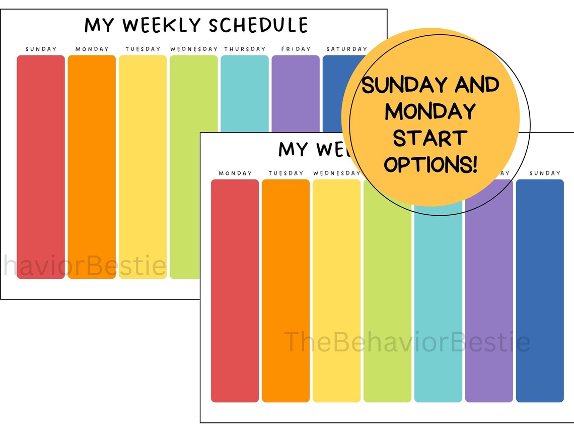 Children's Weekly Schedule Children's Weekly Planner Visual Schedule