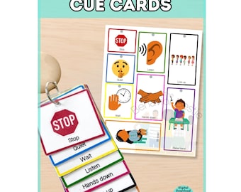 Autism Cue Cards Keychain or Lanyard | Calm Down Behavior Cards for Kids