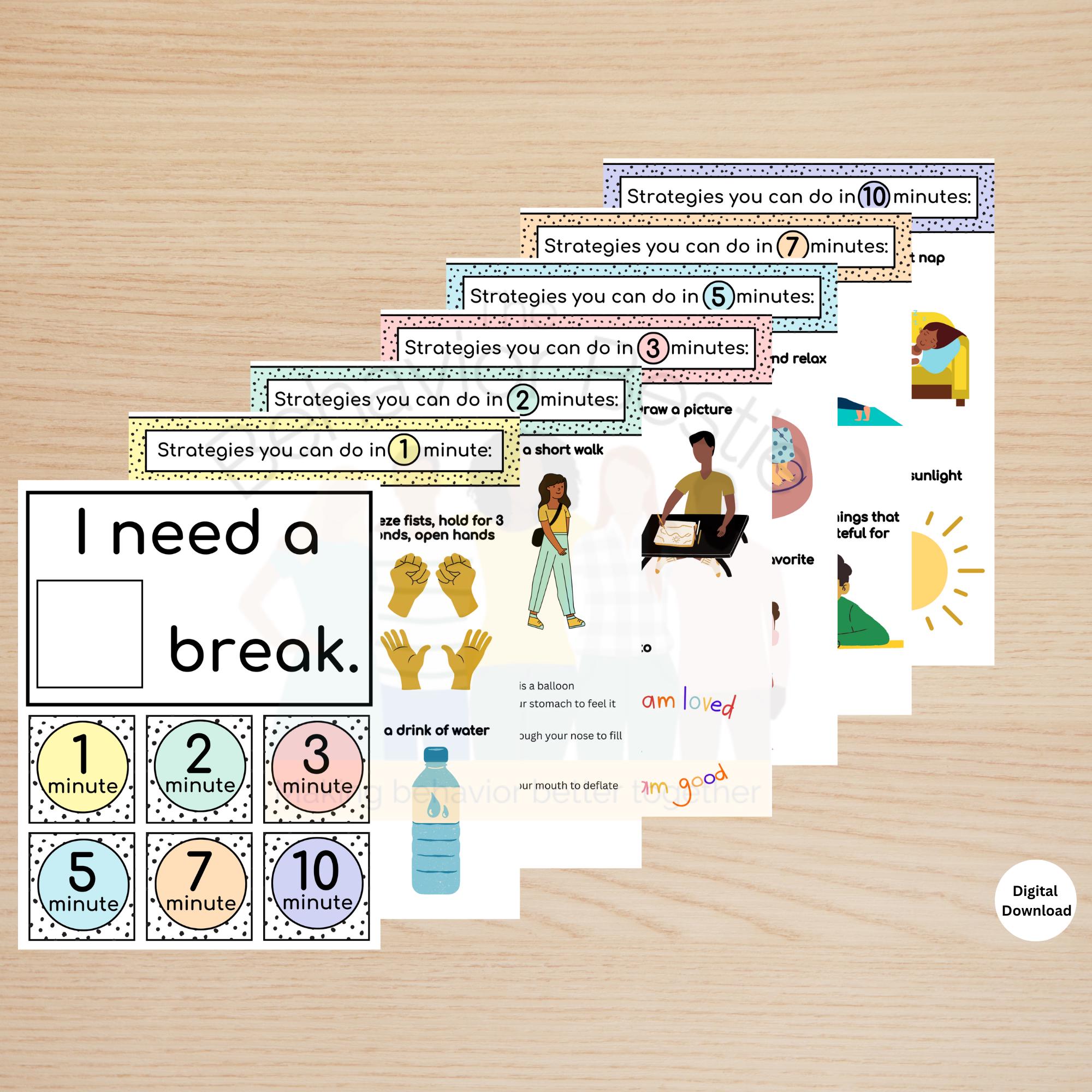 Classroom Break Cards: Calm Down Corner Visuals (digital Download) - Etsy