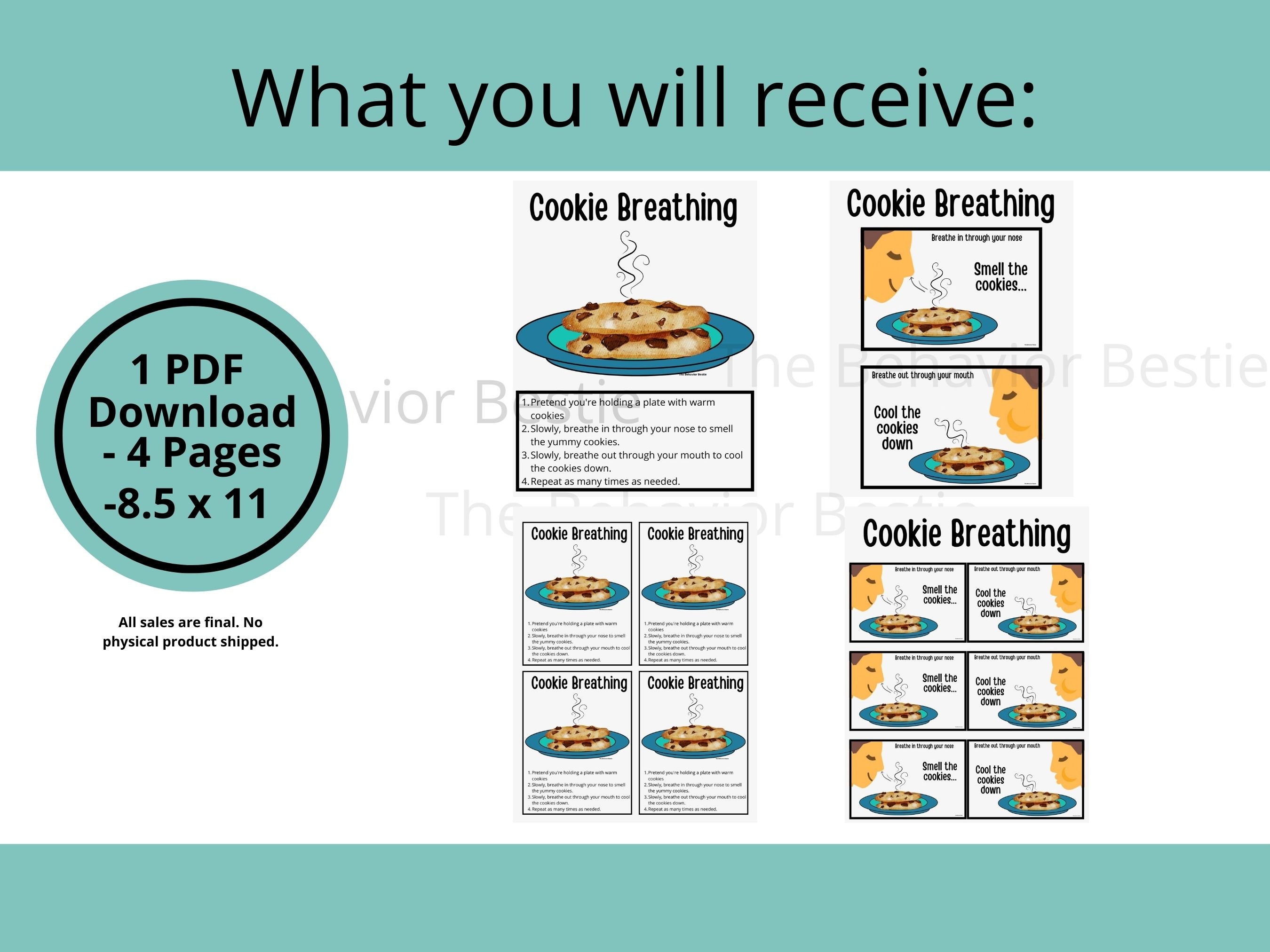 Cookie Breathing Strategy Coping Skills Breathing Visual for Kids Calming Strategy for Kids