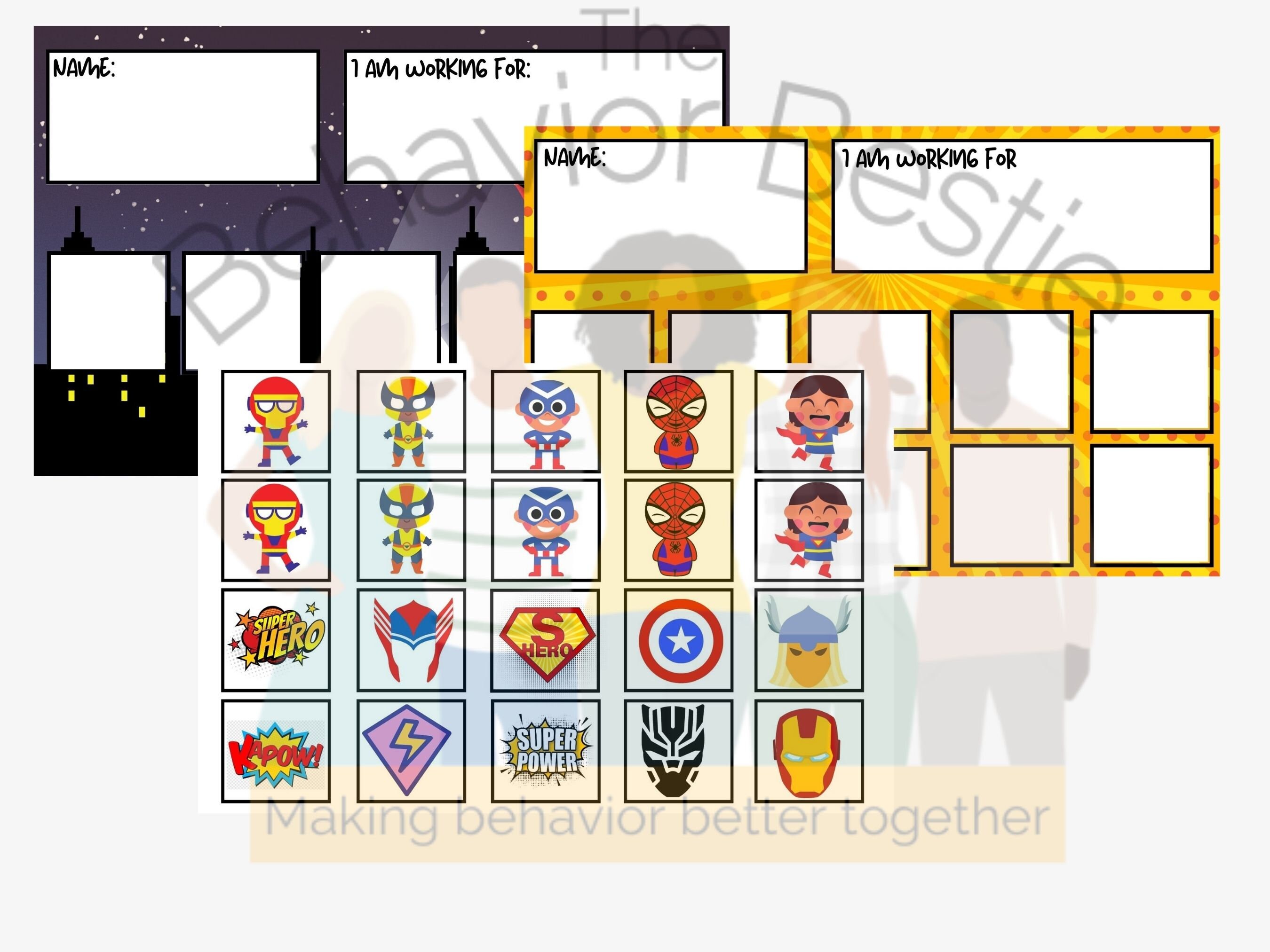 Superhero Sticker Chart Superhero Token Board Hero Reward Chart Superhero Behavior Chart Hero