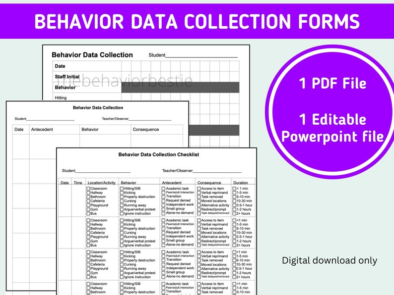 Digital Behavior Data Collection Forms FBA Data Collection - Etsy