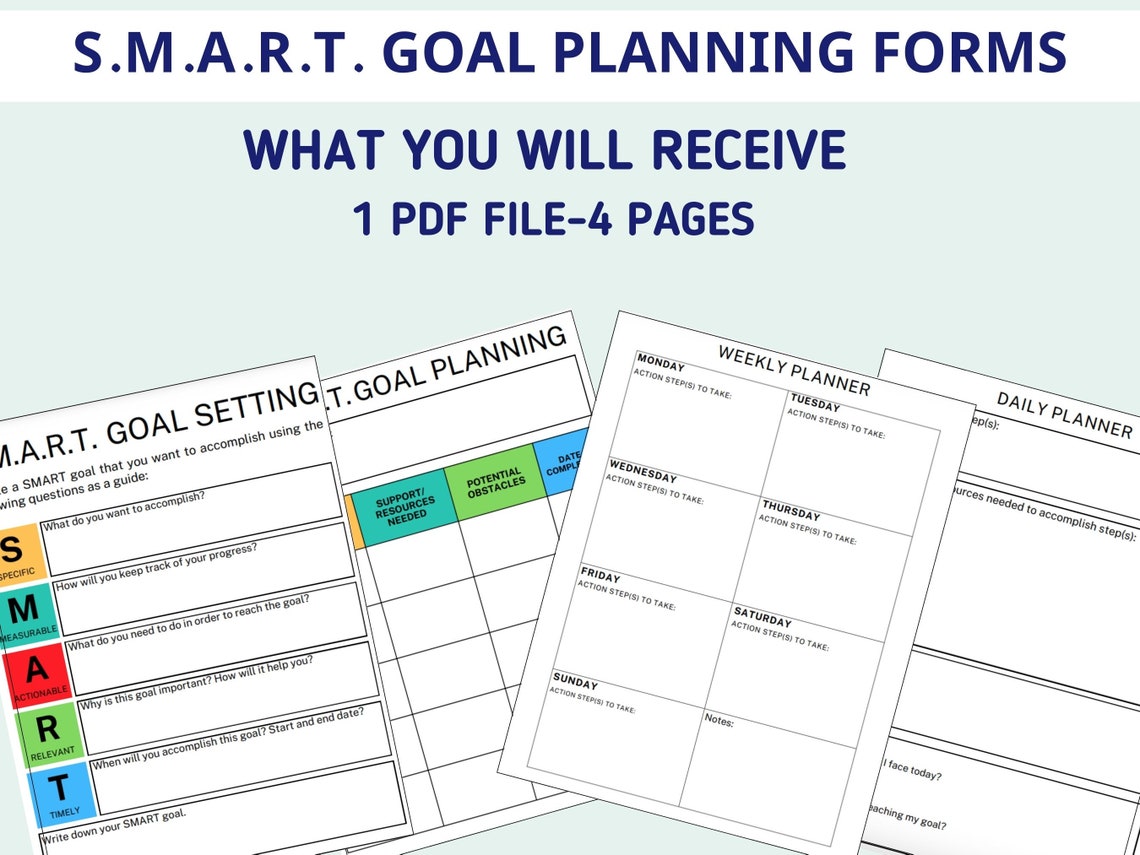 SMART Goals Sheet SMART Goal Template SMART Goal Planning Form Goal ...