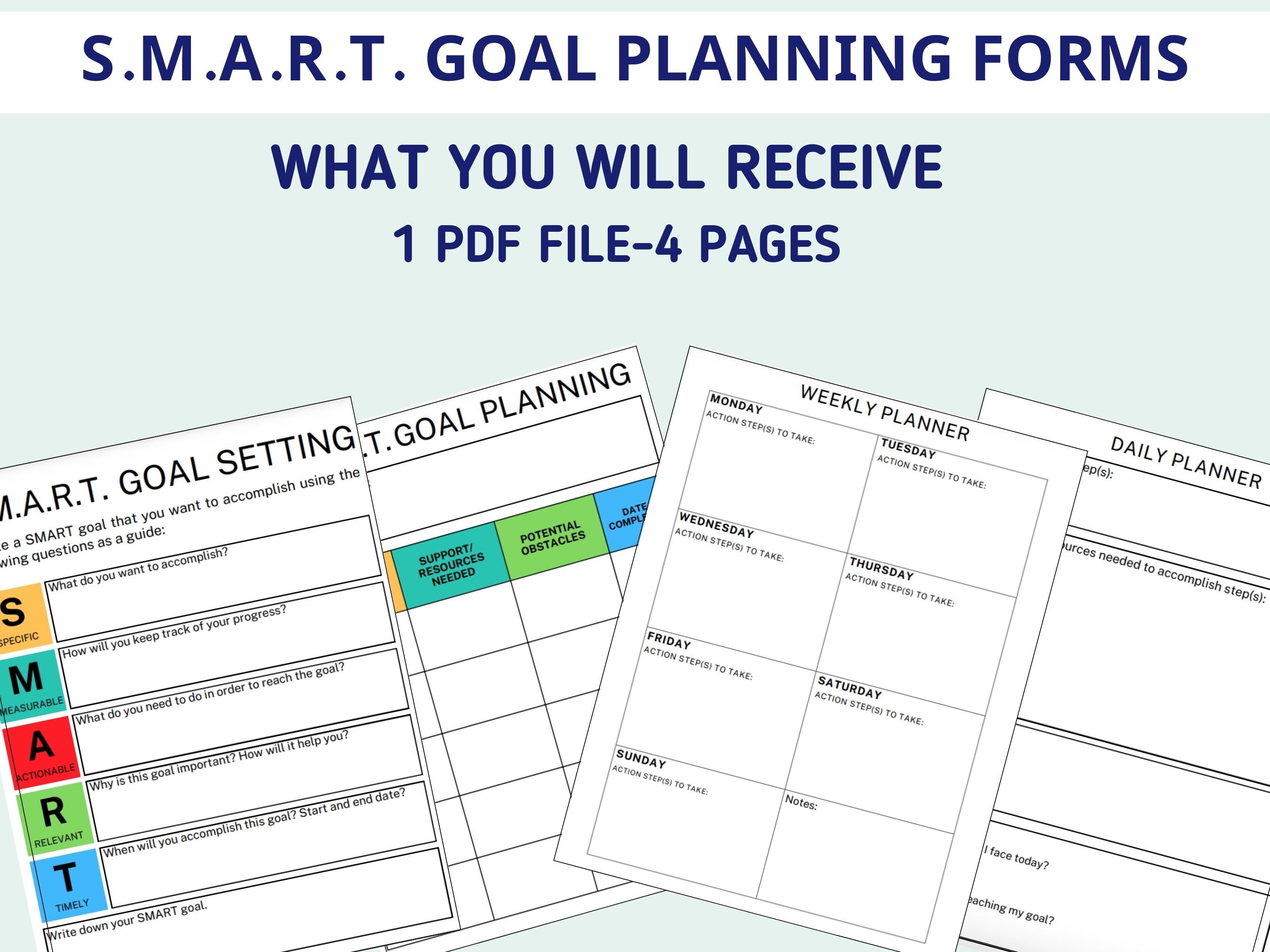SMART Goals Sheet | SMART Goal Template | SMART Goal Planning Form ...