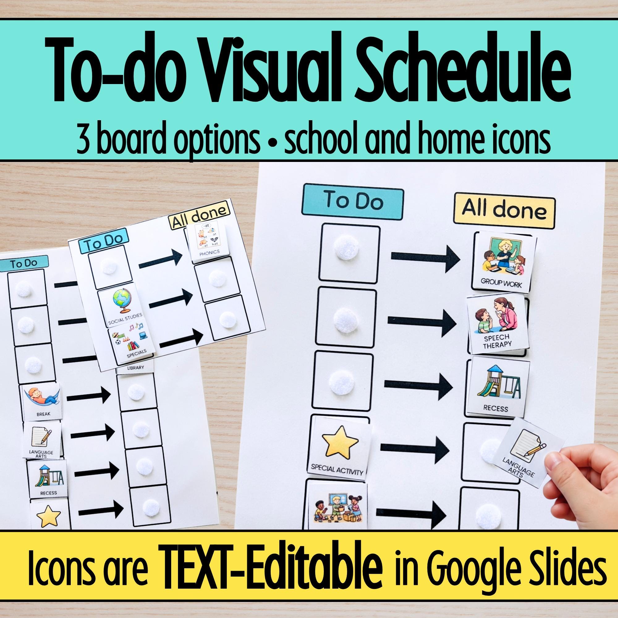 Visual Schedule for Kids | to Do All Done Chart With Picture Icons for ...
