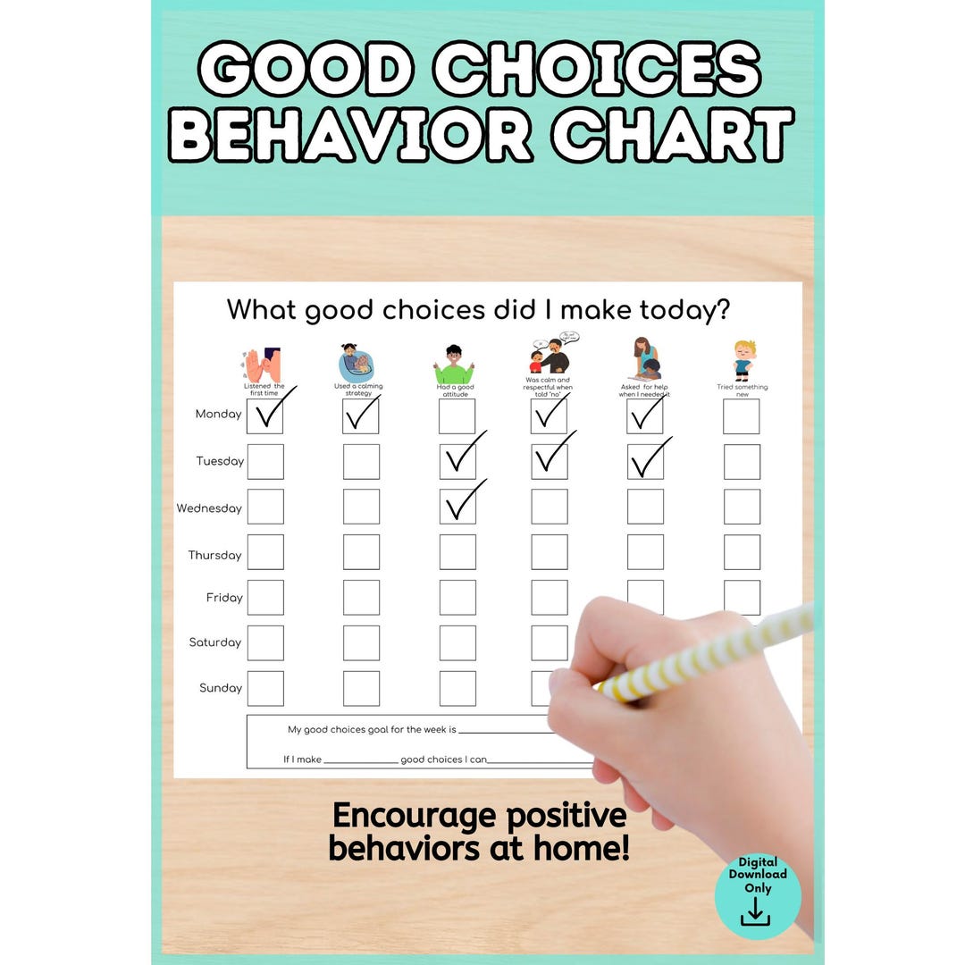 Good Choices Chart for Kids at Home | Positive Behavior Chart & Routine ...