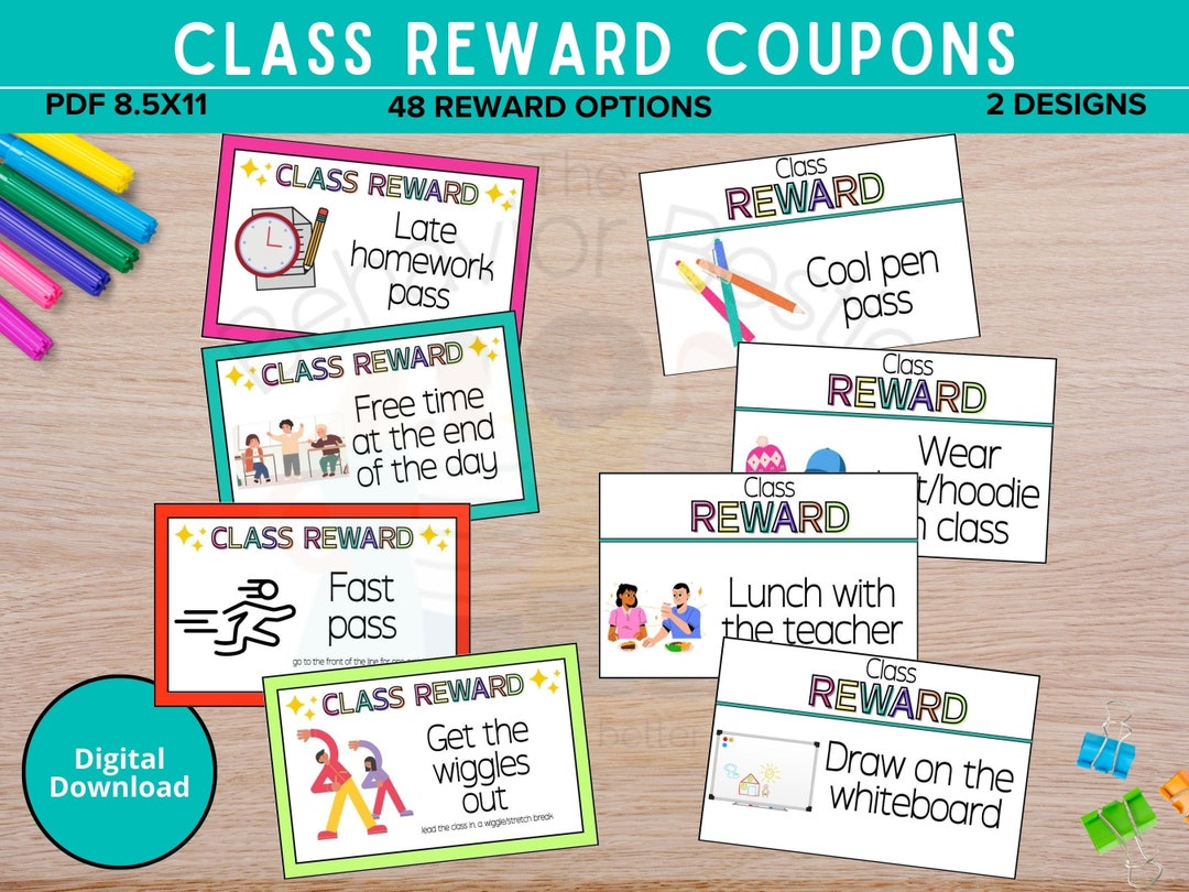Classroom Reward Coupons, Reward Ideas for Students, Positive