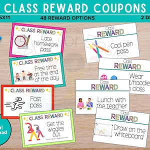 Classroom Reward Coupons: 48 Student Incentives (Digital Download)