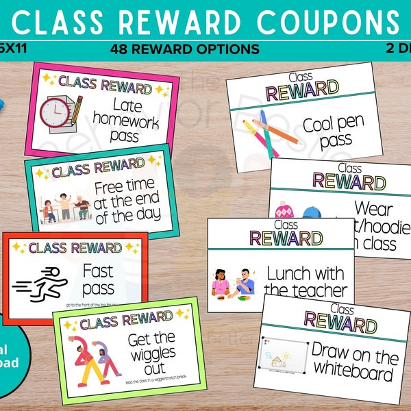 Classroom Reward Coupons, Reward Ideas for Students, Positive Reinforcement, Elementary Classroom Management Tools, Incentives for Students