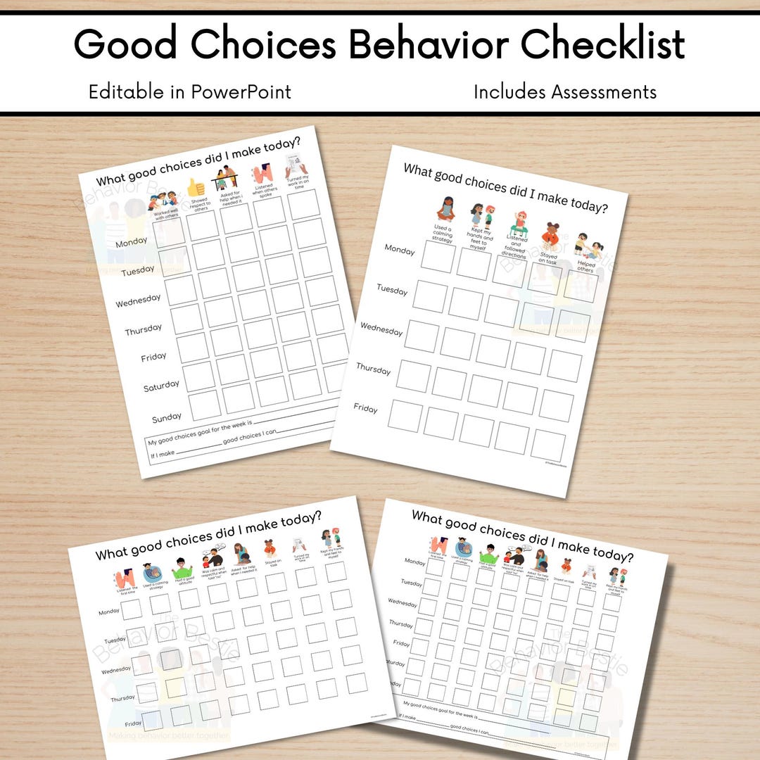 Good Behavior Chart | Good Choices Chart | Positive Behavior Checklist ...