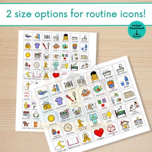 Am Routine Colorful Icons Kids Daily Routine Chart: Visual Schedule With Icons (digital Download ...