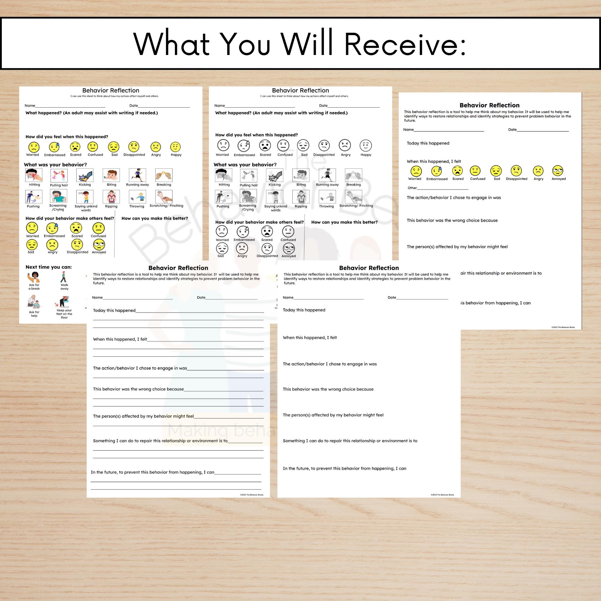 Elementary Behavior Reflection Sheets: Kid-friendly Think Sheet ...