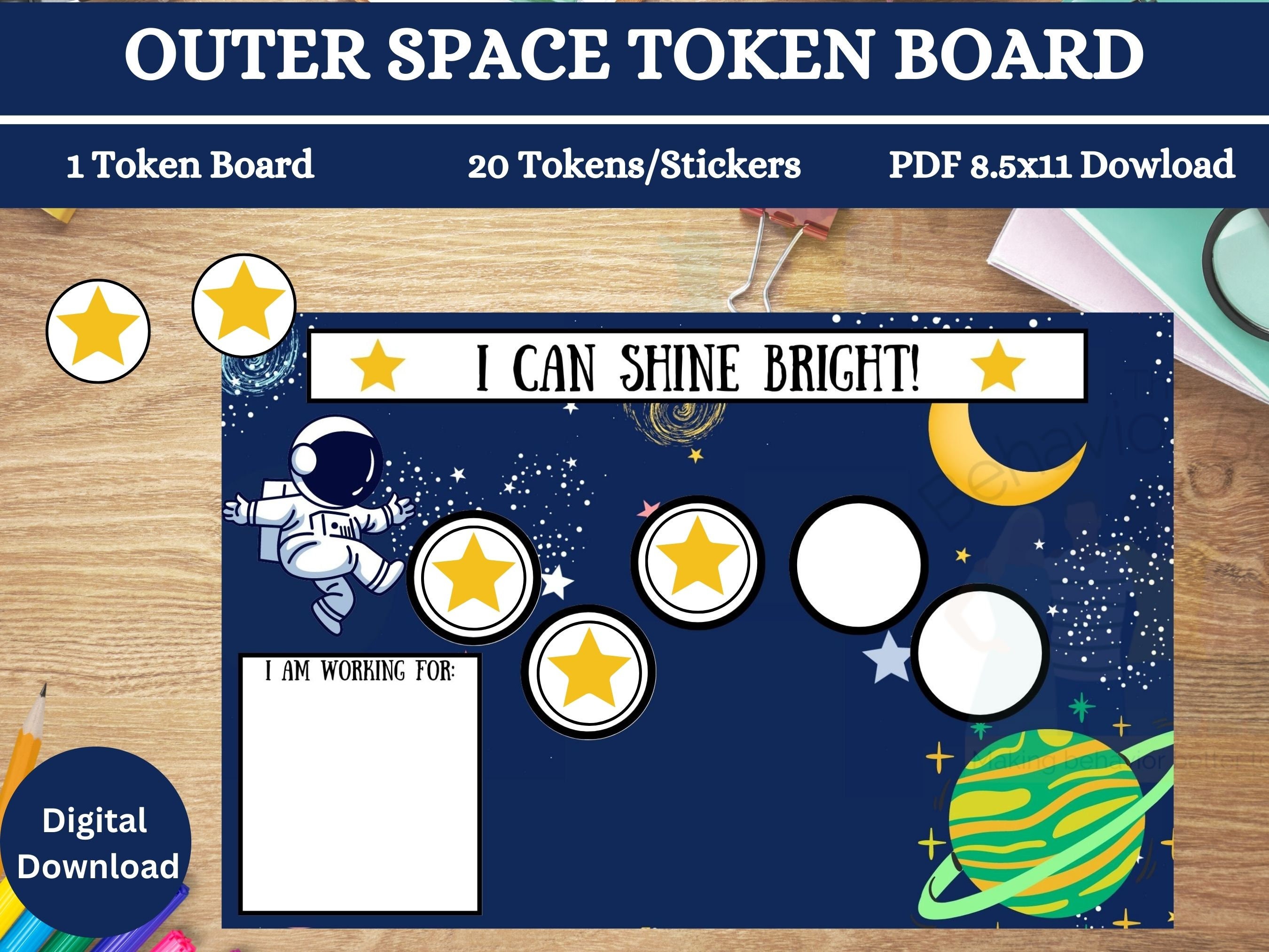 Space Token Board, Token Economy, Token Economy System, ABA Reward