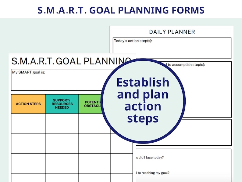 SMART Goals Sheet | SMART Goal Template | SMART Goal Planning Form ...