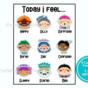 Printable Feelings Chart: Diverse Emotions, Social Learning (Digital Download)