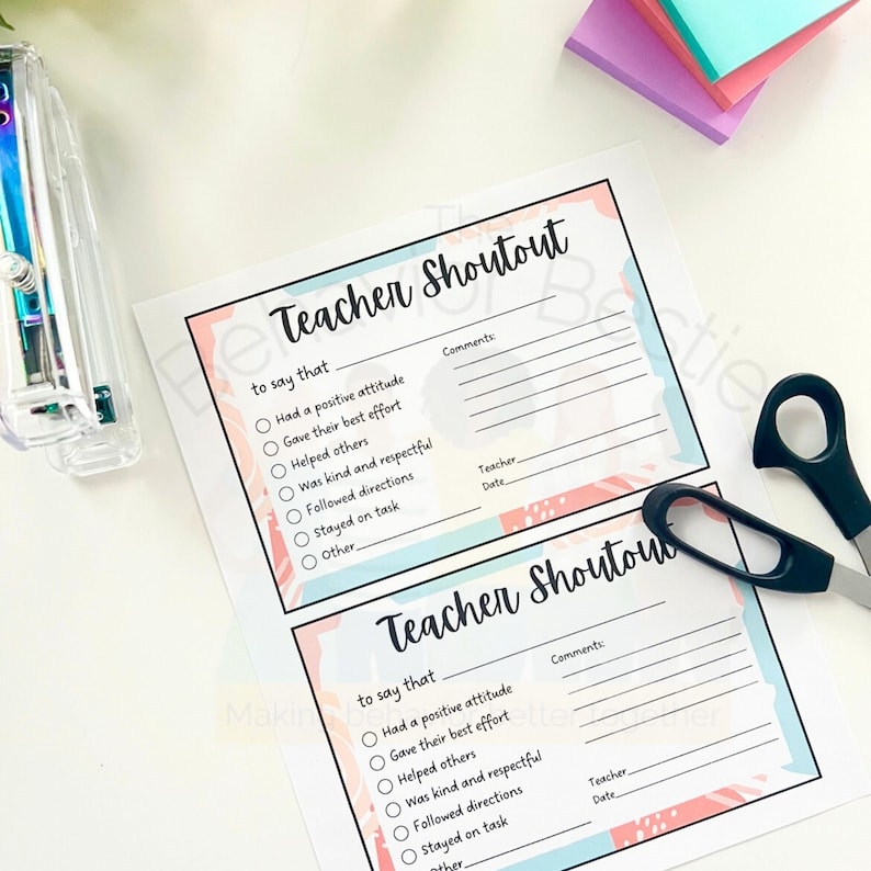 Printable Positive Teacher Note, Boho Digital Teacher Mail, Positive Feedback for Students