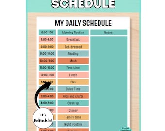 Editable Kid's Daily Schedule Template: Customizable Routine Planner (Digital Download)