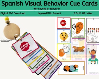 Spanish Behavior Cue Cards: Visual Supports for Keyring (Digital Download)