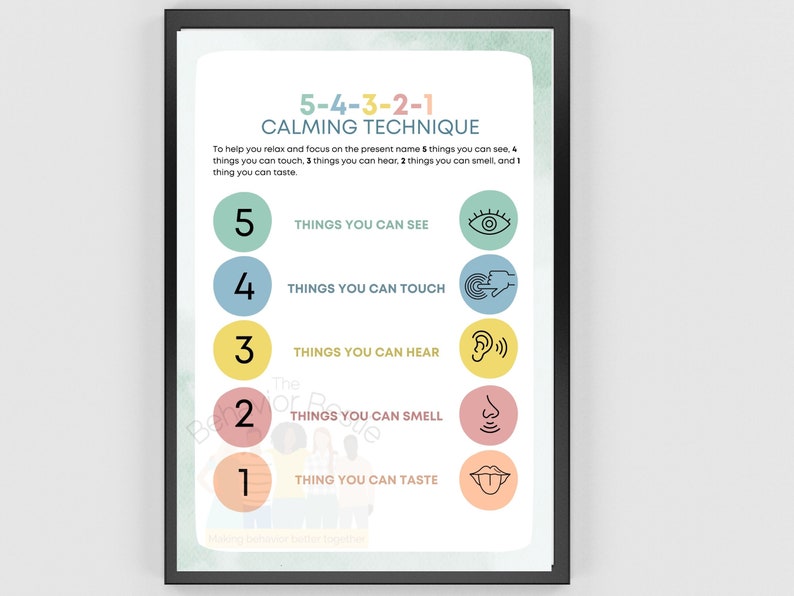 5-4-3-2-1 Grounding Technique Poster: Calming Strategy (digital ...