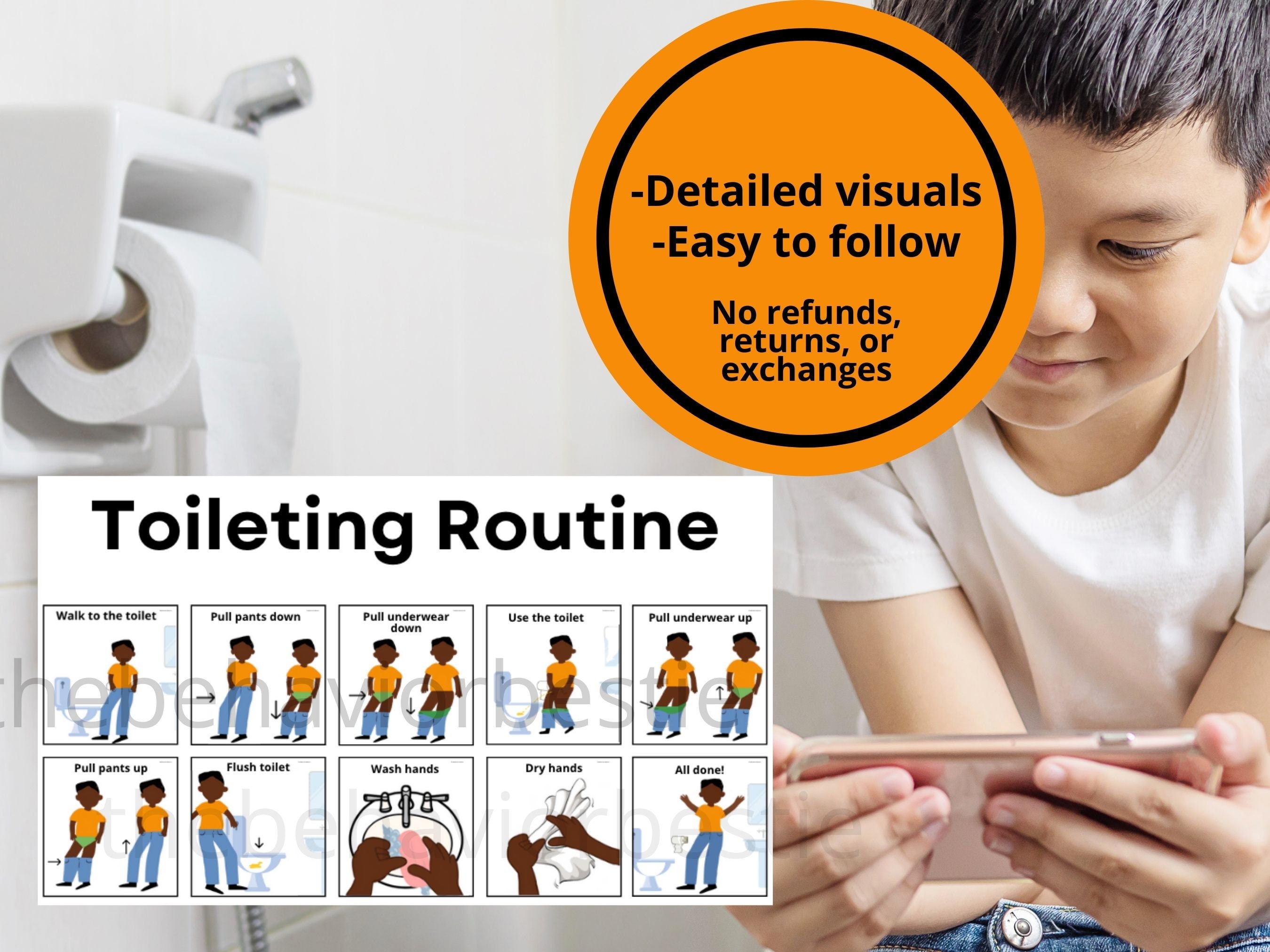 DIGITAL Bathroom Visual Visual Toileting Routine Bathroom Etsy