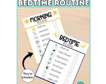 Daily Schedule for Kids | Editable Kids Morning & Night Routine Checklist | Digital Download PDF