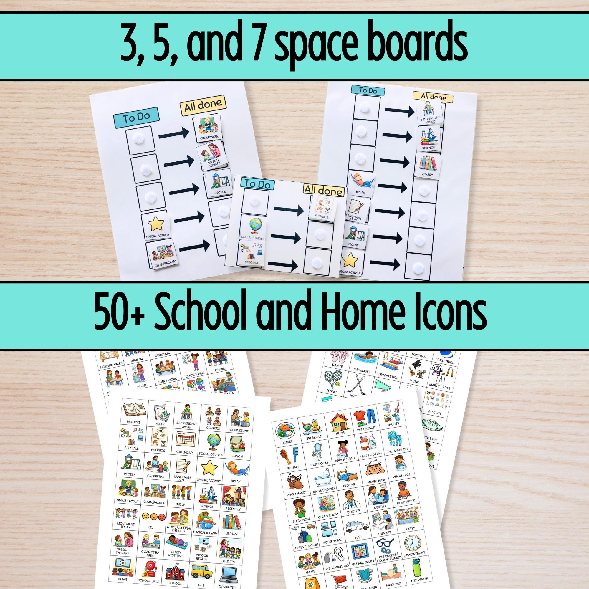 Visual Schedule for Kids | to Do All Done Chart With Picture Icons for ...
