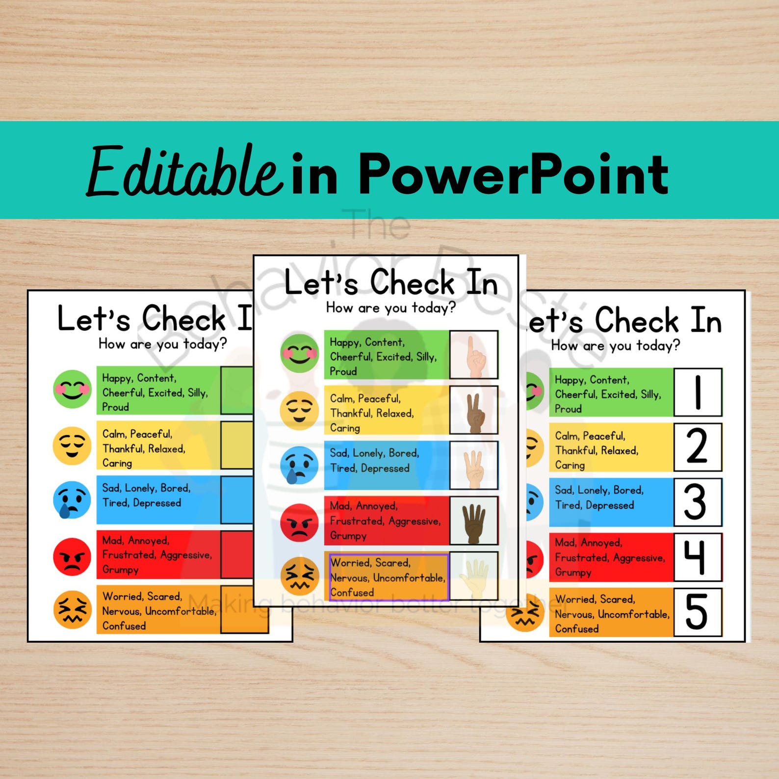 Printable Emotions Check-in Chart: Kids Feelings, Editable (PDF) - Etsy