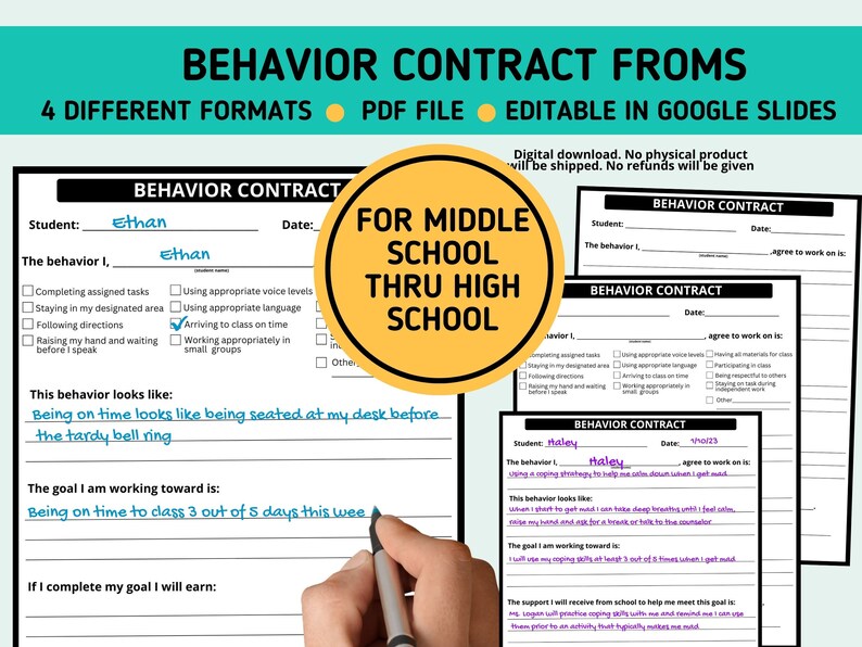 Behavior contract classroom behavior contract child etsy