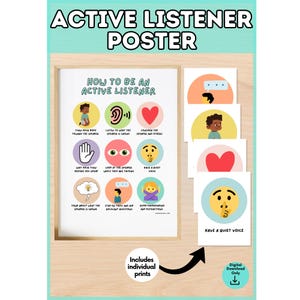 Active Listening Skills Poster: Classroom Bulletin Board (Digital Download)