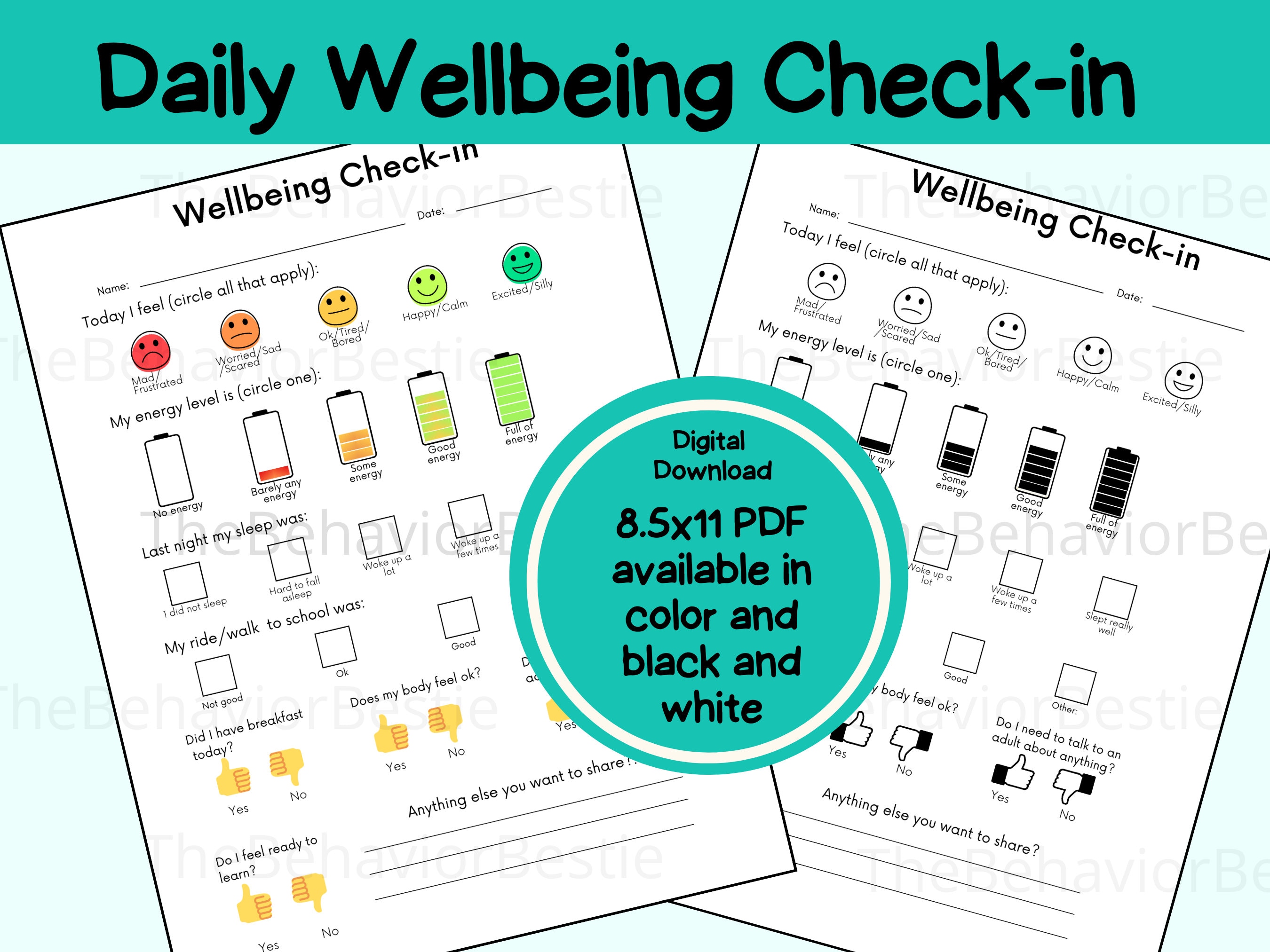 Student Wellness Checkin Daily Student Checkin Wellbeing Etsy