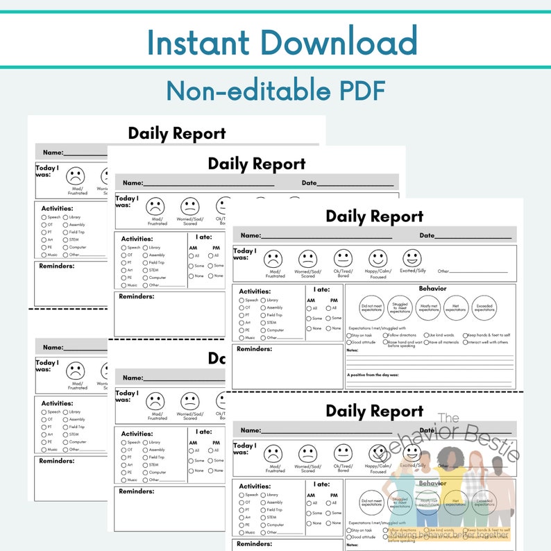 Editable Daily Communication Report for Teachers Instant PDF Download ...