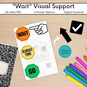 Wacht visuele prompt | Wacht visueel | Wachten Visueel tijdbeheer | Visueel tijdmanagement | Wachten op visueel autisme | Leer kinderen wachten