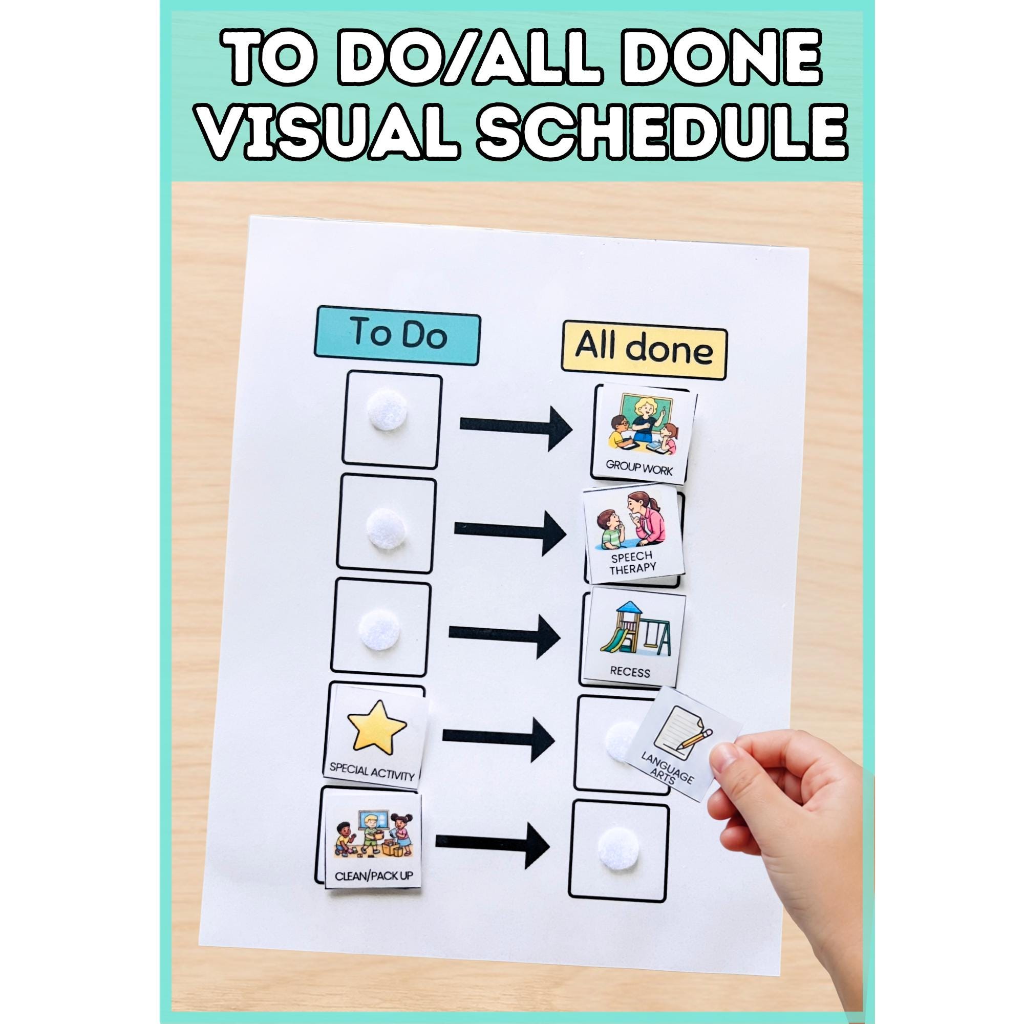 Visual Schedule for Kids | to Do All Done Chart With Picture Icons for ...