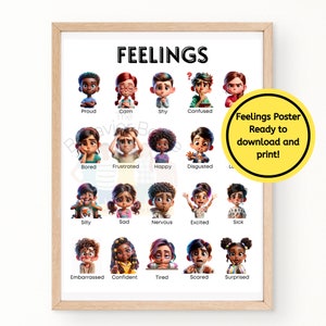 Gefühle-Poster für Kinder, Emotions-Diagramm, soziales emotionales Lernen, Montessori-Dekor, pädagogische Kunst, wie fühlst du Plakat