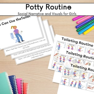 Girl Potty Training Visuals: Toileting Routine Chart (PDF Download)