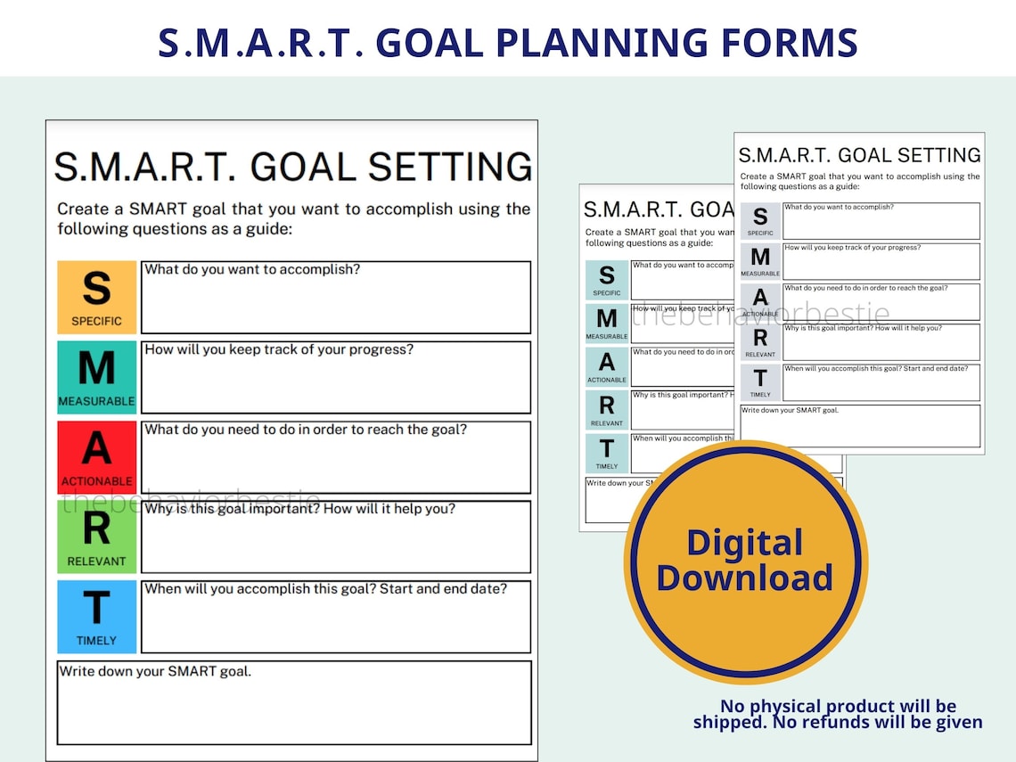 SMART Goals Sheet SMART Goal Template SMART Goal Planning Form Goal ...