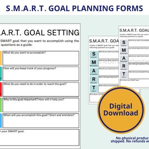 SMART Goals Sheet | SMART Goal Template | SMART Goal Planning Form ...