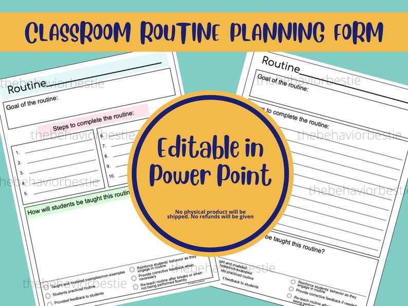 Editable Classroom Routine Planning Form (digital Download) - Etsy