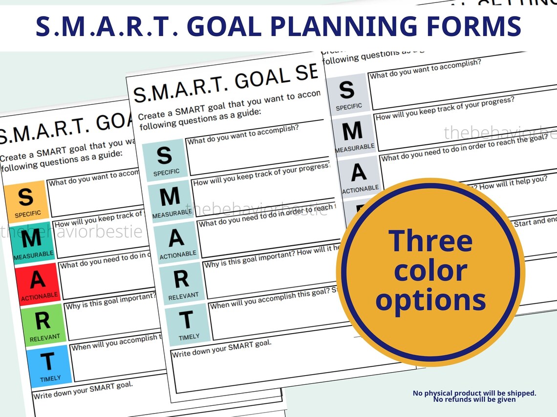 Smart goals sheet smart goal template smart goal planning etsy uk