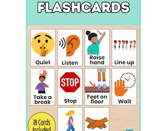 Tarjetas didácticas de comportamiento: Tarjetas con señales visuales para la gestión del aula (Descarga digital)