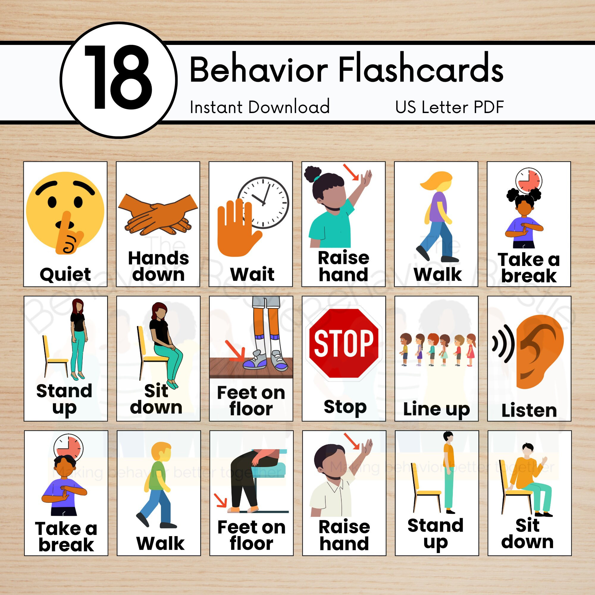 Behavior Flashcards, Visual Behavior Cue Cards, Visual Cue Cards ...