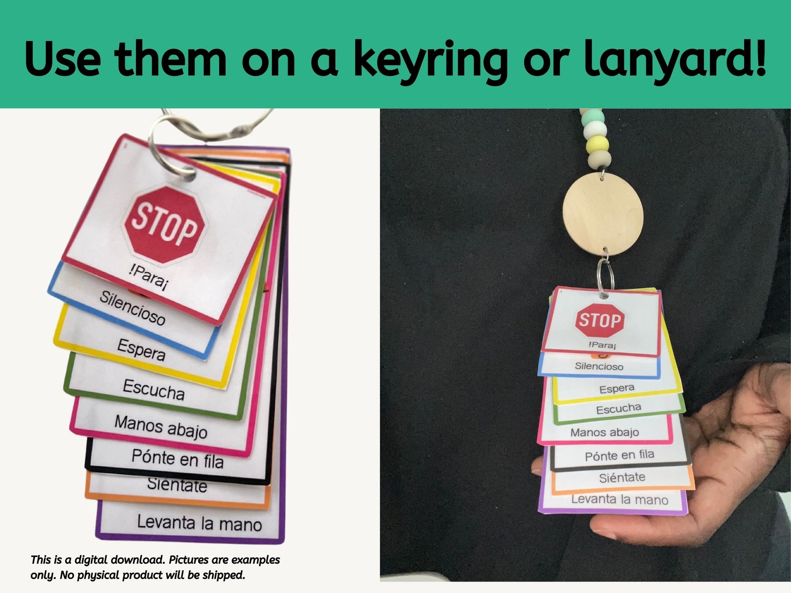 Spanish Behavior Cue Cards: Visual Supports for Keyring (digital ...