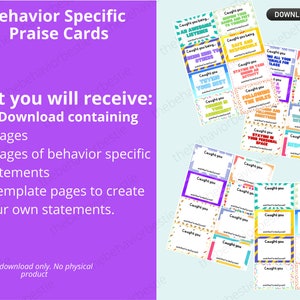 Student Praise Cards: Positive Behavior Notes for Teachers (PDF) - Etsy