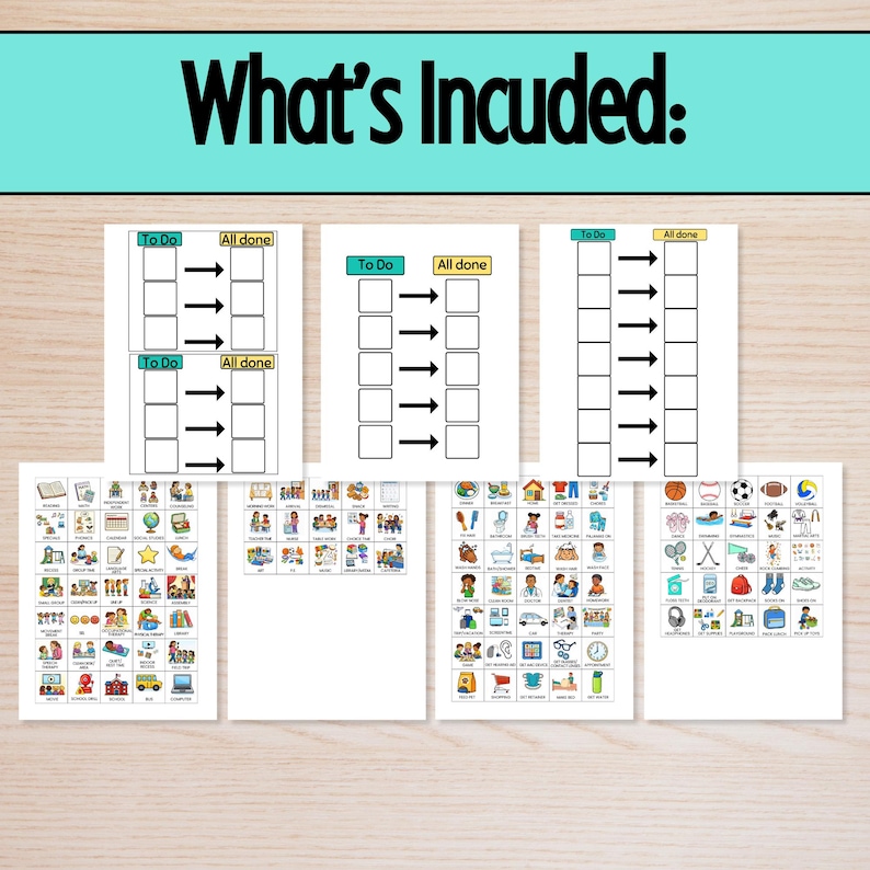All Done Bucket Visual Visual Schedule for Kids | to Do All Done Chart With Picture Icons for ...
