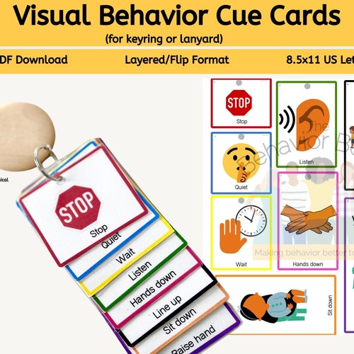 Behavior Cue Cards Keyring/lanyard Cards /digital Visual Cues Etsy UK