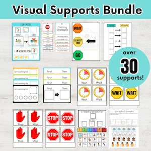 Paquete de apoyos visuales para niños, apoyos visuales para autismo, visuales para el aula de educación especial,