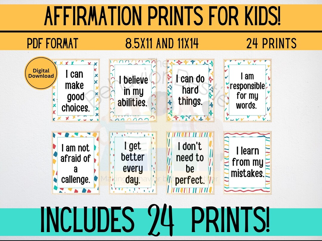 Affirmations for Kids | Kid Affirmation Prints | Kid Positive ...